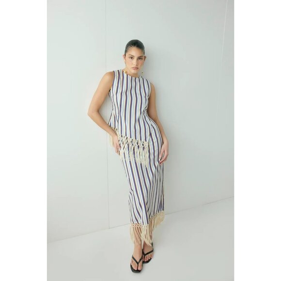 VRG GRL Billie Midi Skirt in Stripe - Picture 2 of 6